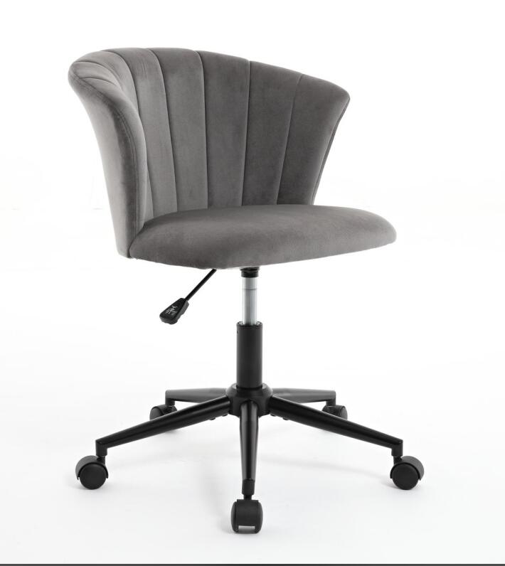 Gray & Black Velvet Swivel Office Chair