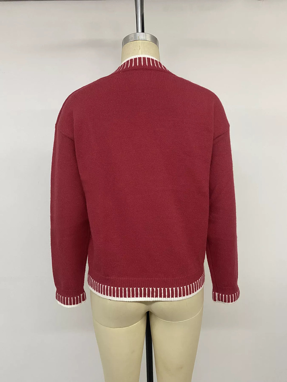 Red crew neck Christmas sweater with Merry lettering, view 13