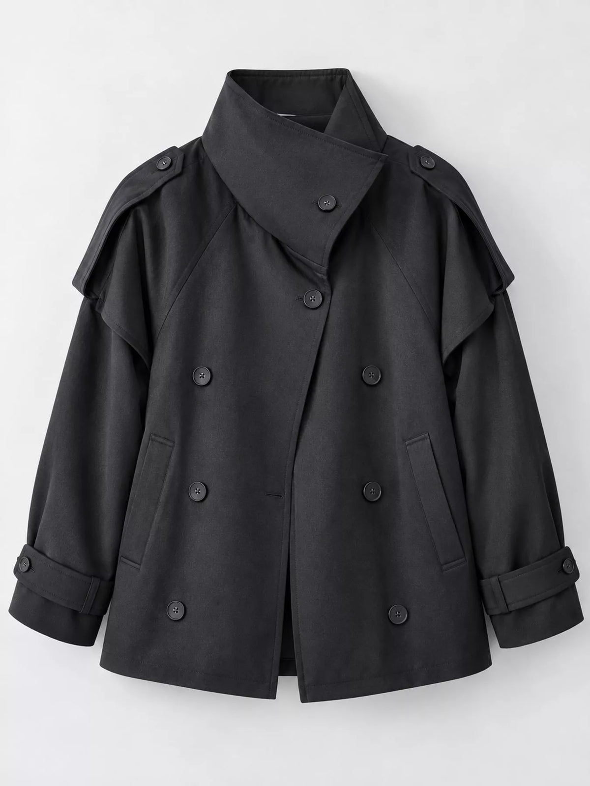 Double-breasted cropped trench jacket, view 13