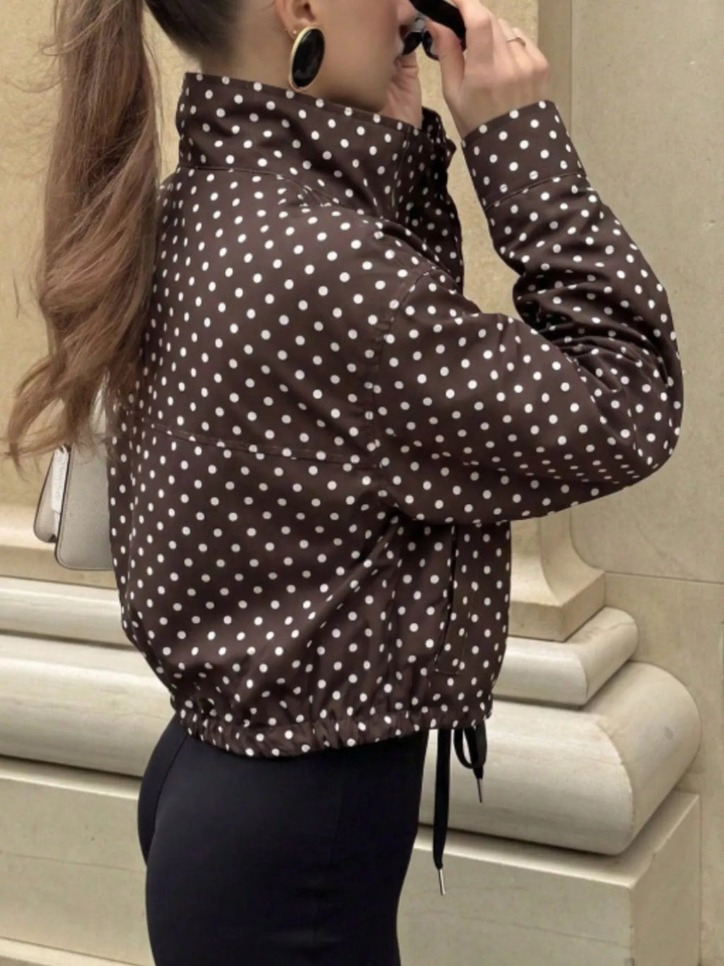 Polka dot zip-up casual jacket, view 6