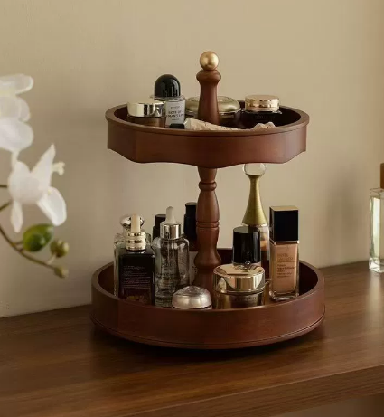 360° Double-Layer Rotating Cosmetic Storage Tray