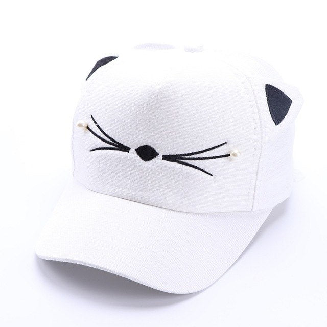 Cartoon Cat Embroidered Baseball Cap – Kids & Adult