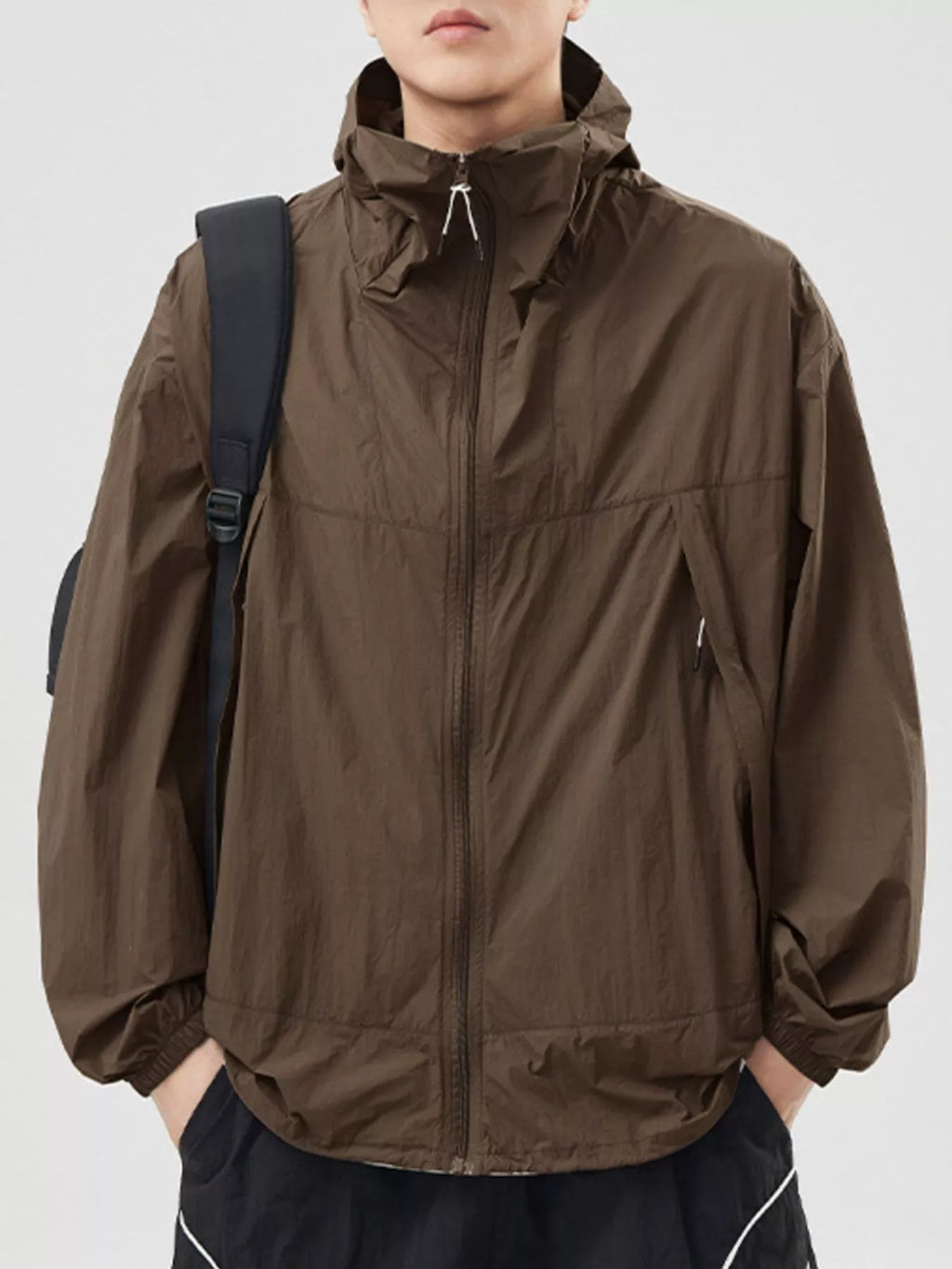 Men's plus size lightweight hooded windbreaker jacket, view 6