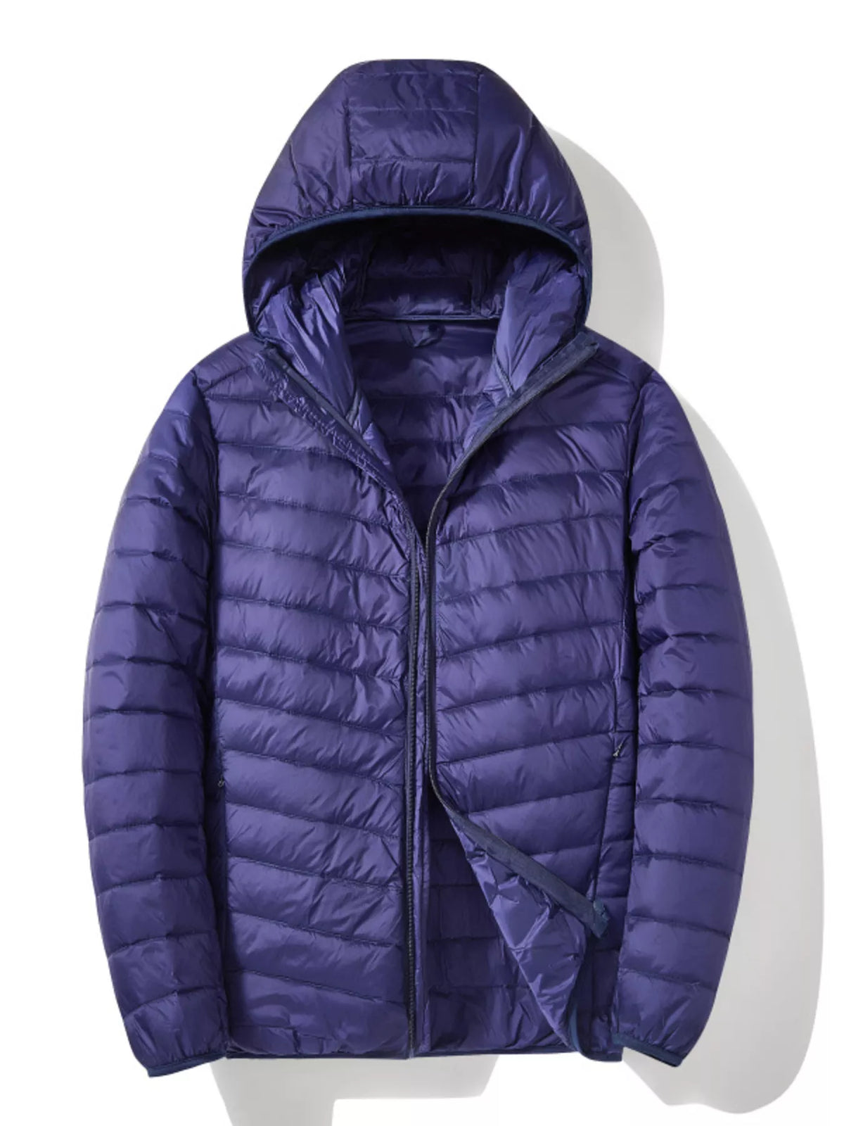 Men's plus size lightweight zip-up puffer jacket, view 2