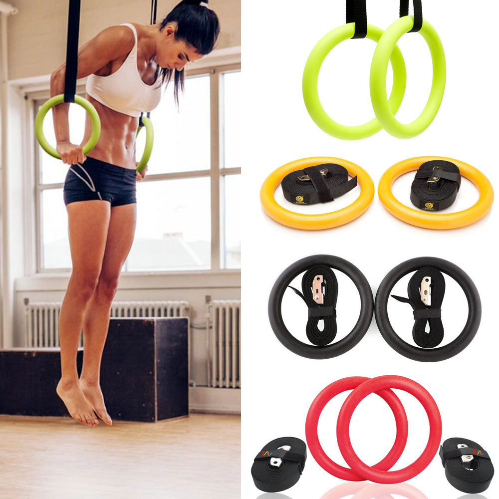 2Pcs High Quality Heavy Duty ABS Plastic 28mm Exercise Fitness Gymnastic Rings With Foam Handle Gym Exercise Crossfit Pull Ups A