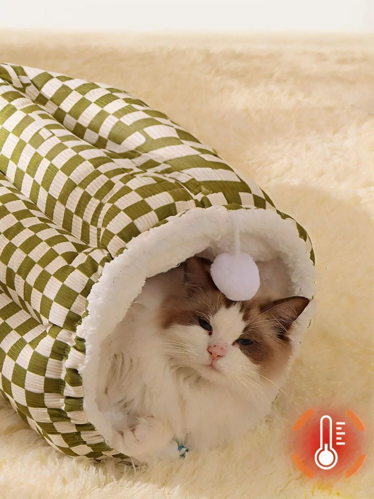 Soft plush pet tunnel nest by Trendsi, featuring a cozy, enclosed design for cats and small pets to rest and play comfortably.