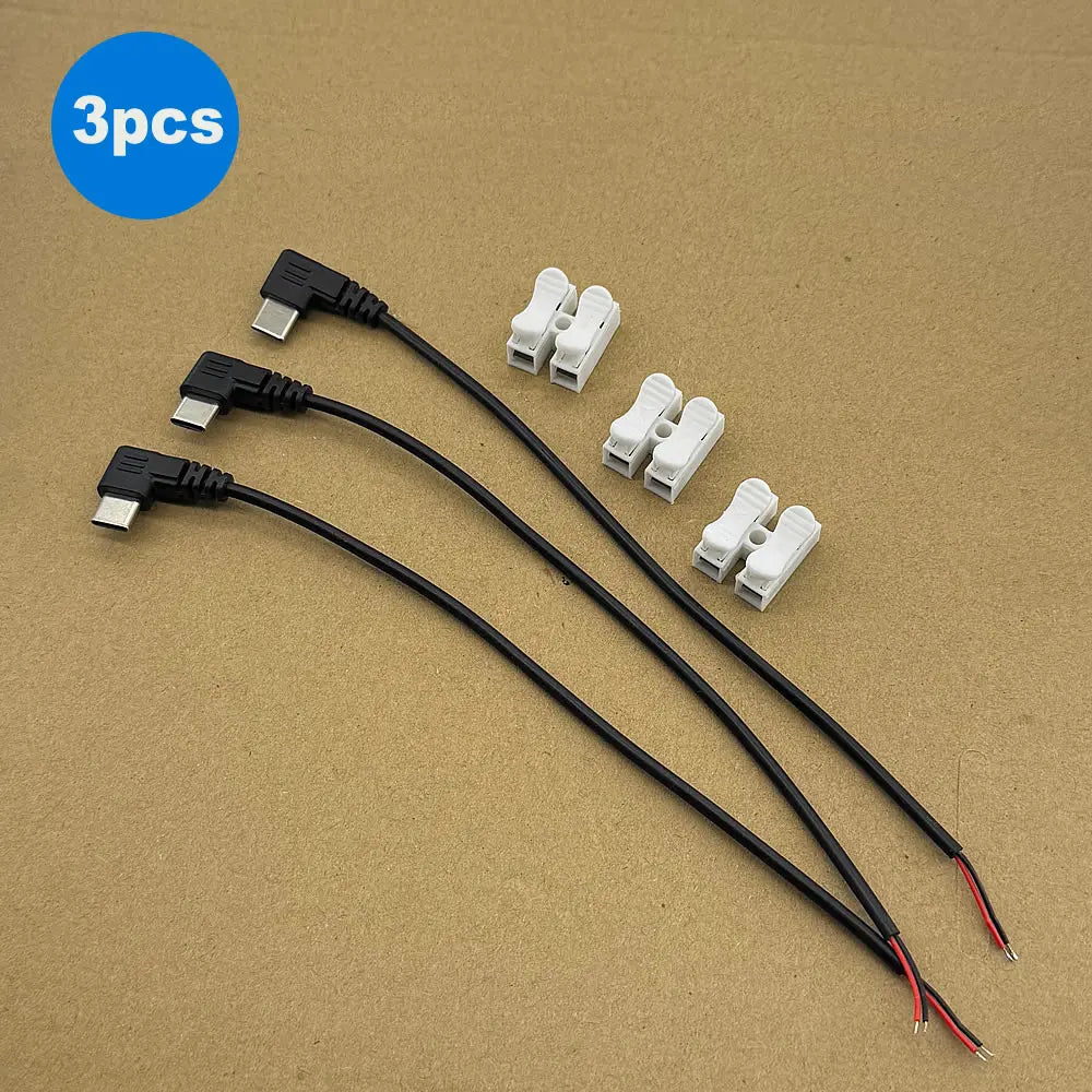 90° USB-C to 2-Pin Bare-Wire Power Cable