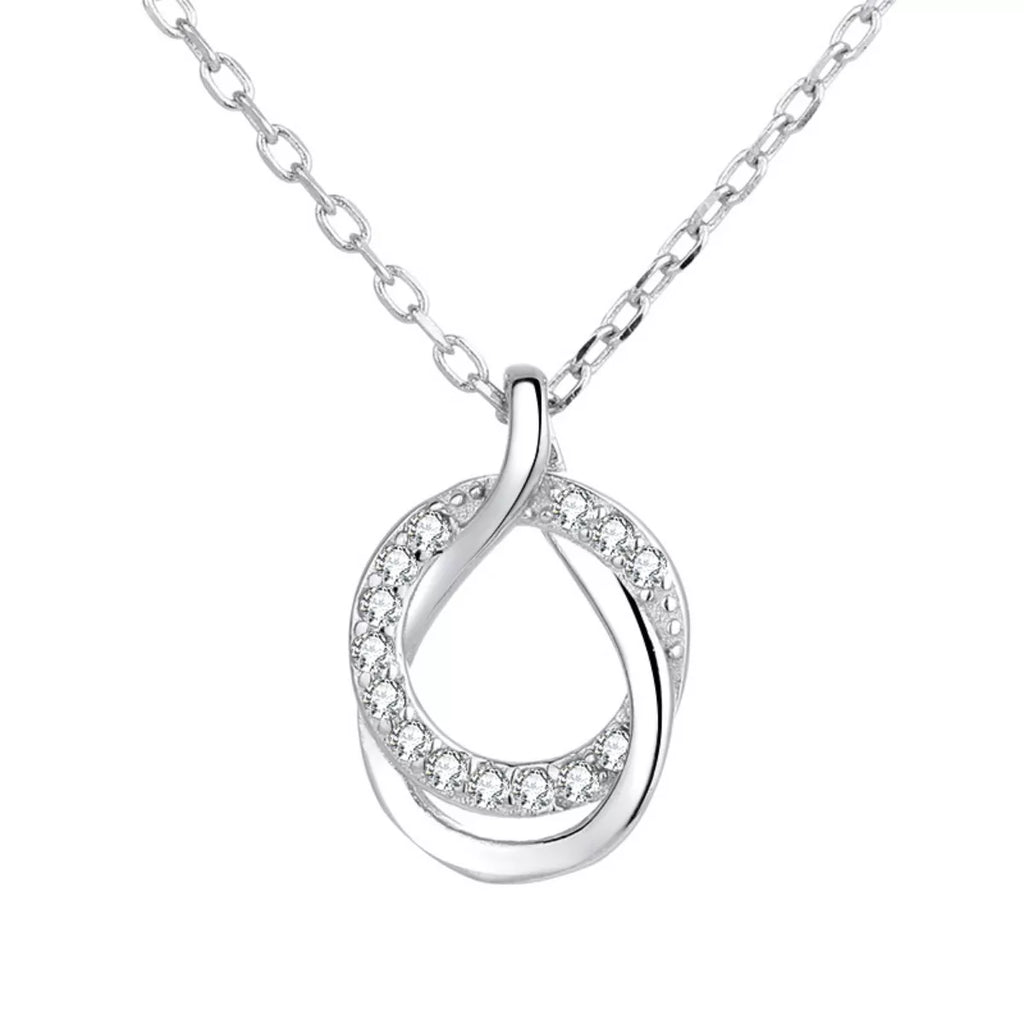 Sterling silver zircon pendant necklace featuring a sparkling gemstone, stylish jewelry piece with a delicate chain.