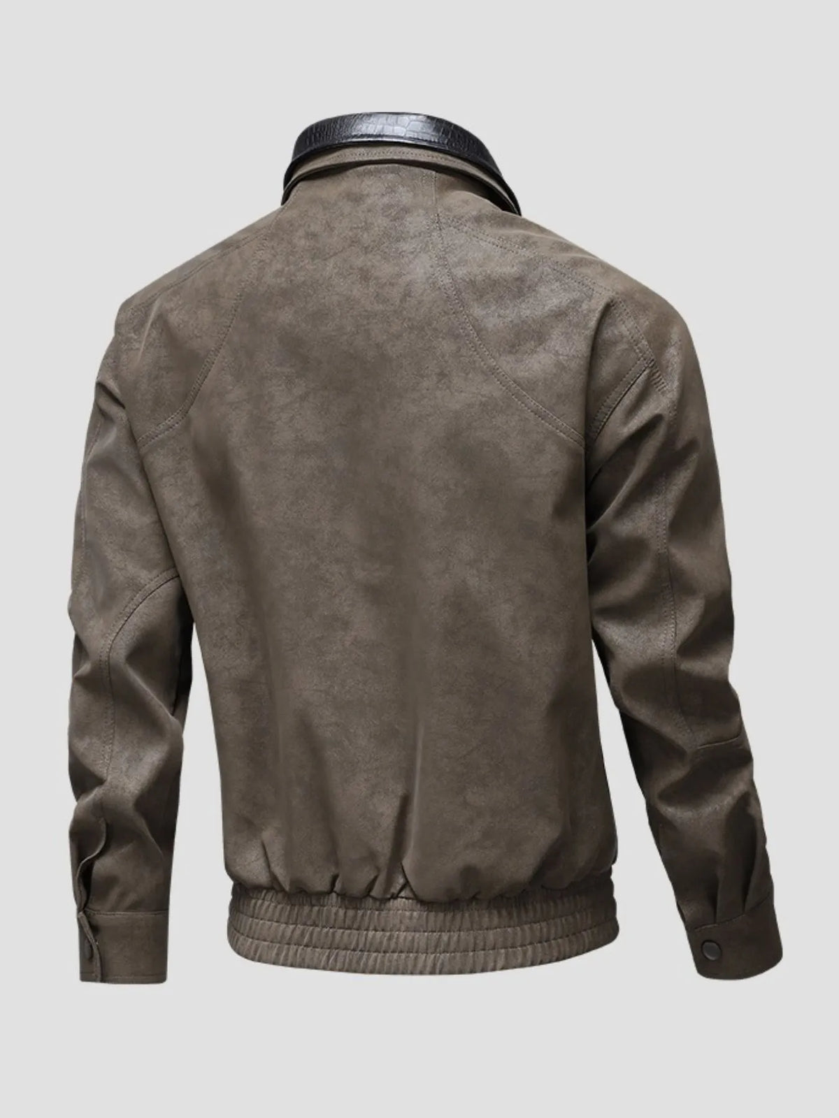 Men's plus size faux leather full-zip bomber jacket, view 7