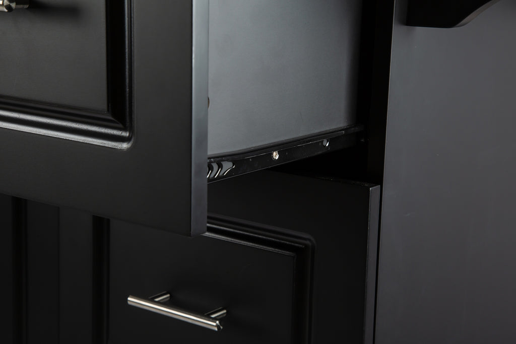 Black Rolling Kitchen Island with Extendable Rubber-Wood Top
