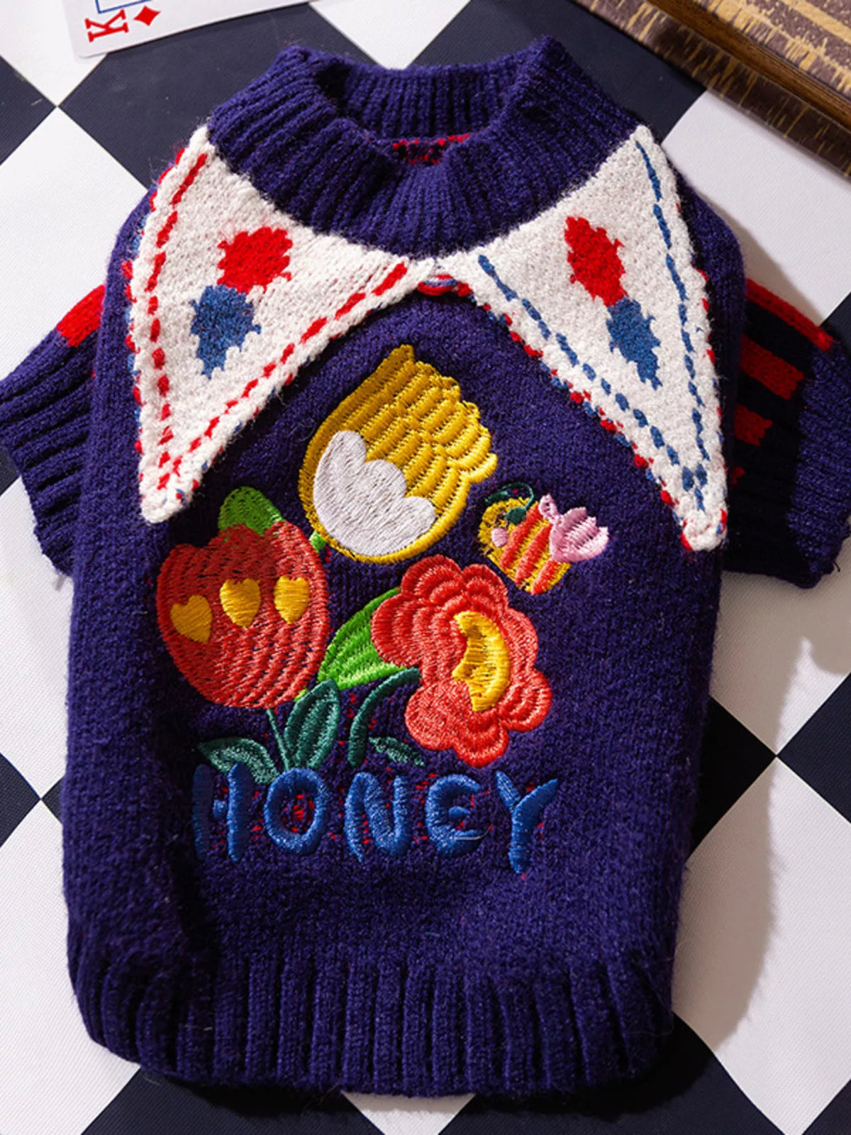 Ribbed knit pet sweater by Trendsi, showcasing cozy, ribbed fabric and a stylish fit for small dogs or cats.