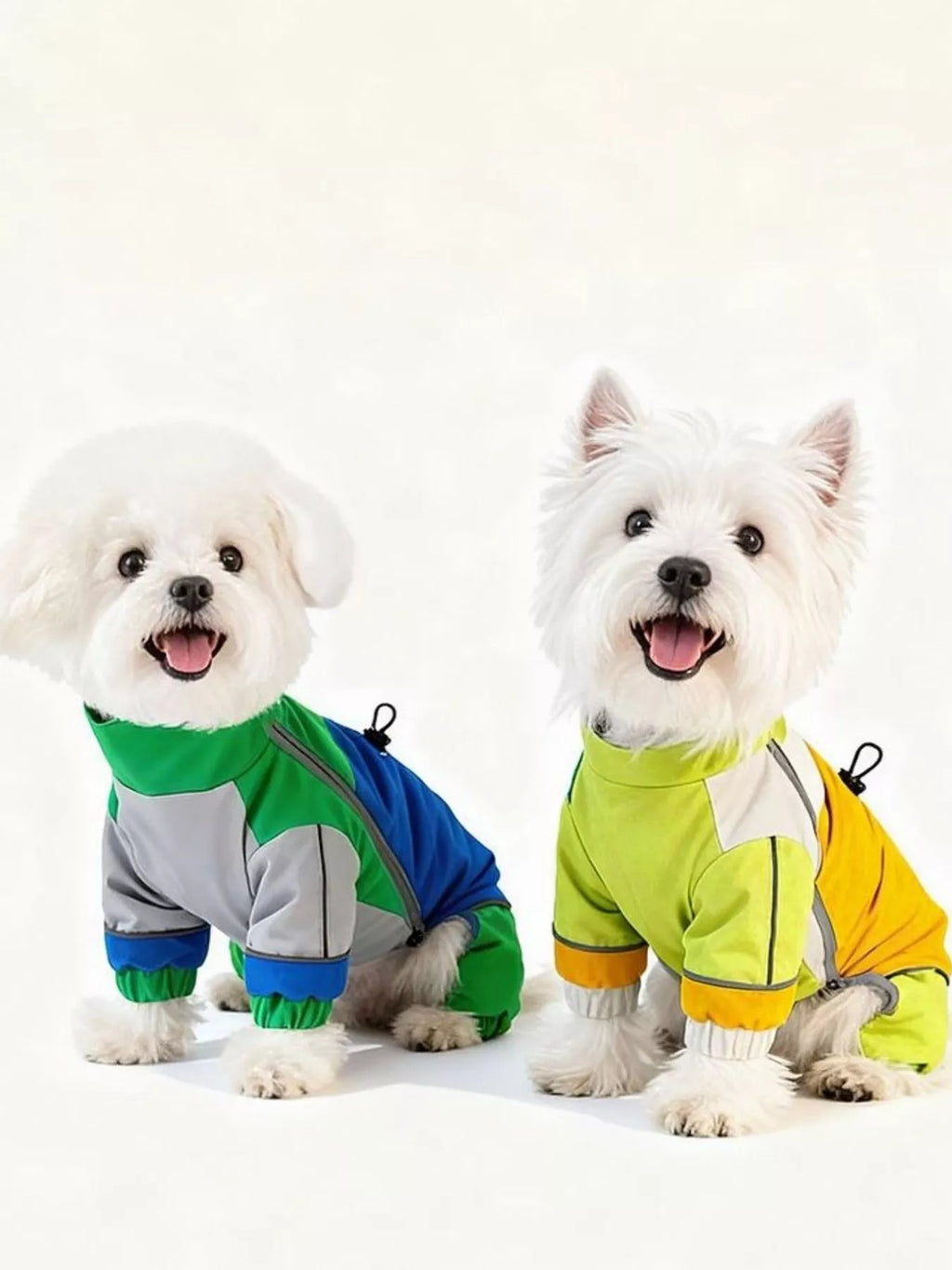 Color block warm pet jumpsuit by Trendsi, featuring vibrant color panels, cozy fabric, and a comfortable fit for small to medium pets.