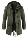 Men's plus size hooded drawstring parka coat