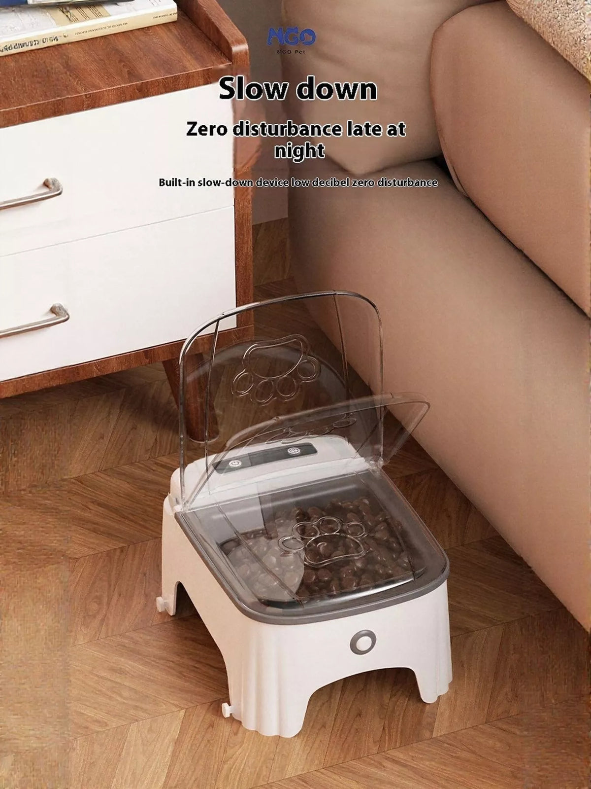 Automatic pet feeder with elevated bowl by Trendsi, featuring a sleek design and food dispensing mechanism for dogs or cats.
