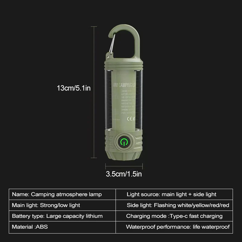 Multi functional outdoor camping light, portable strong light flashlight, rechargeable mini retro camping atmosphere light