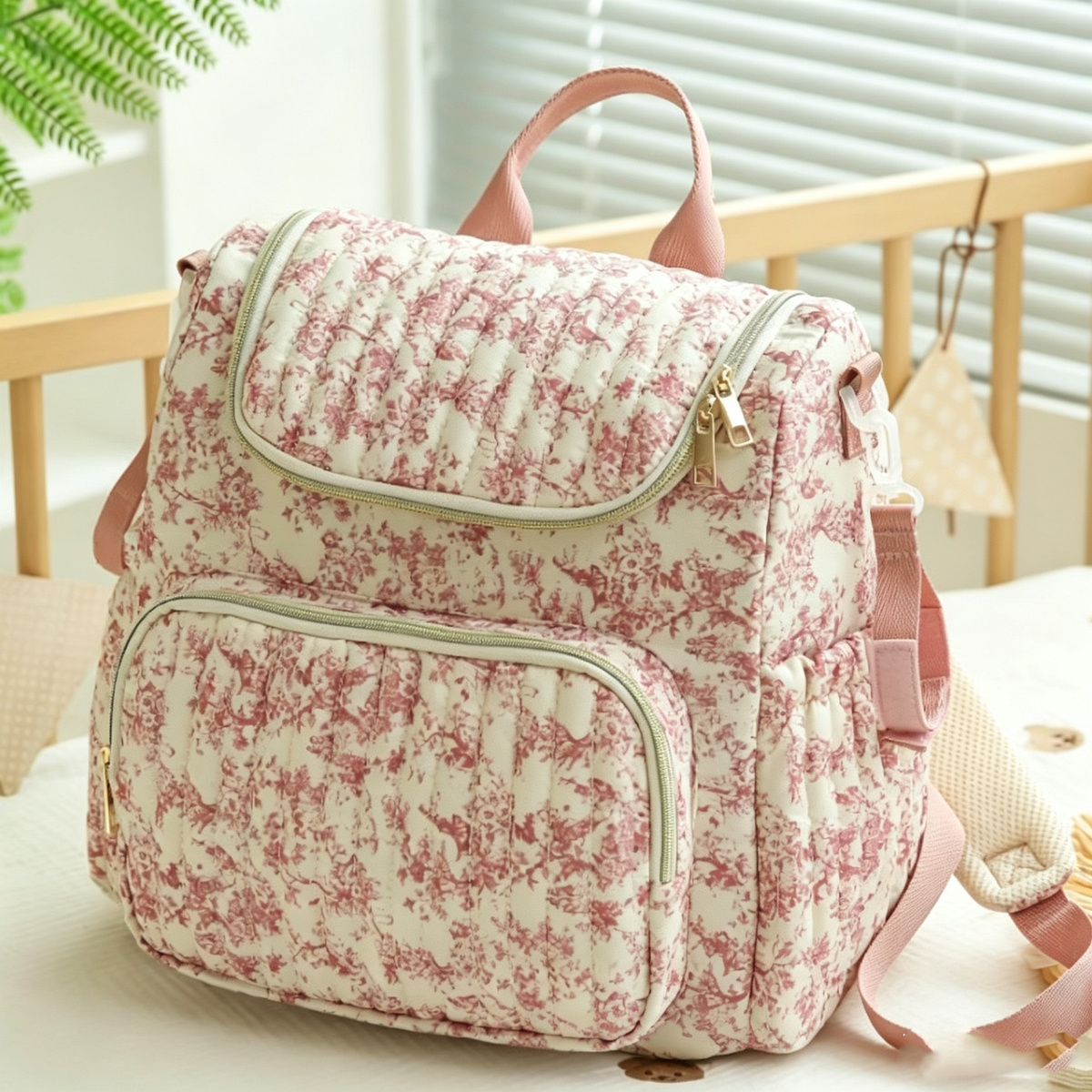 Insulated Floral Baby Diaper Backpack