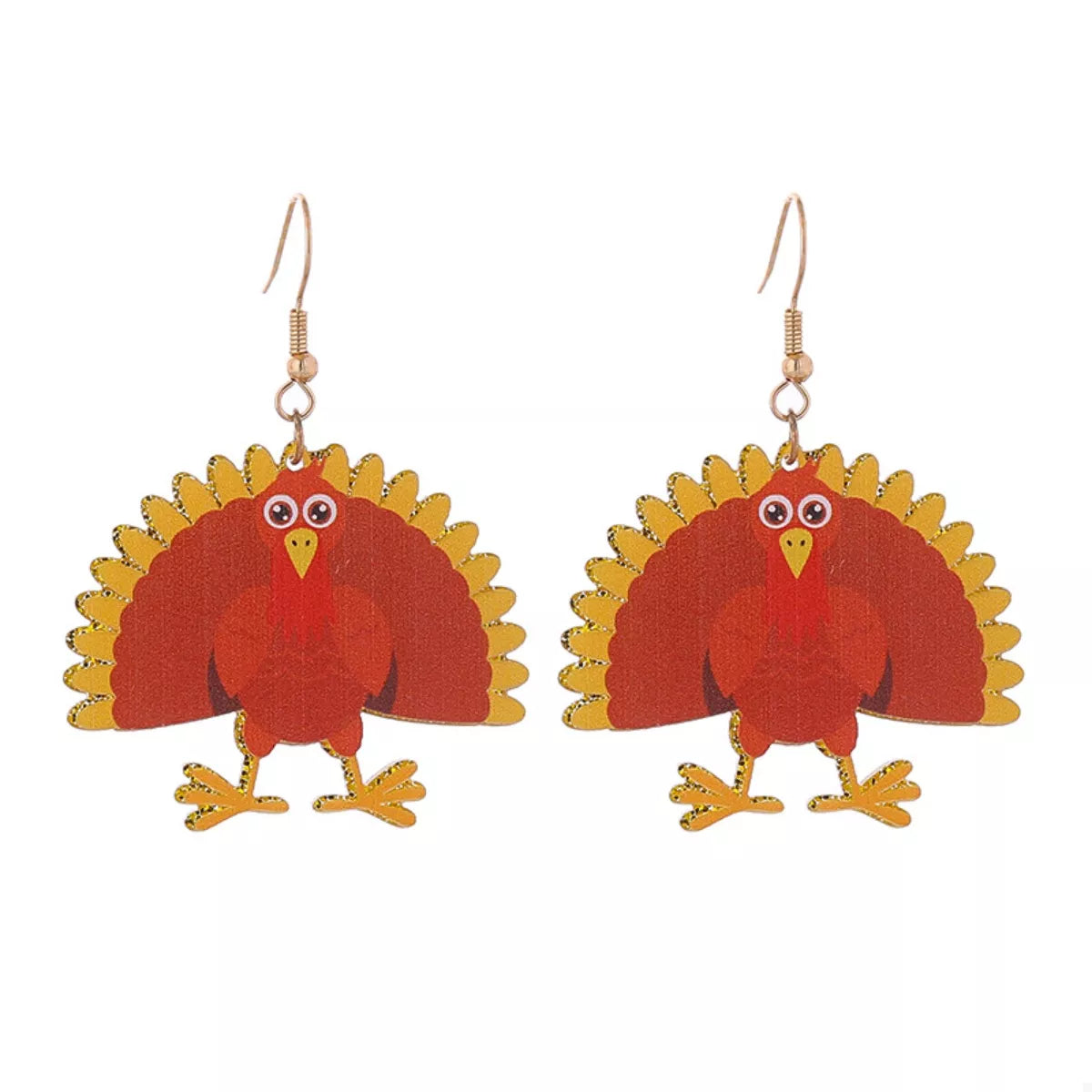 Thanksgiving turkey dangle earrings, view 2