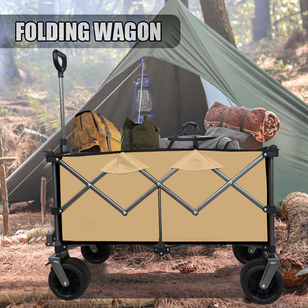 Collapsible Push-Pull Beach Wagon – Grayish Brown