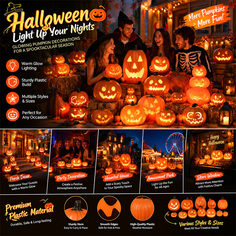 Halloween Pumpkin Lantern Luminous Prop – 1PC Expression Pumpkin Ornament for Outdoor, Mall, Hotel Scene Decoration eprolo