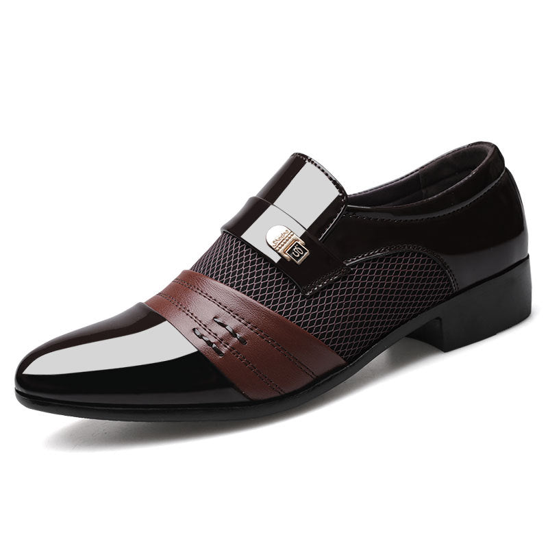 Men's Pointed-Toe PU Business Dress Shoes – Black or Brown