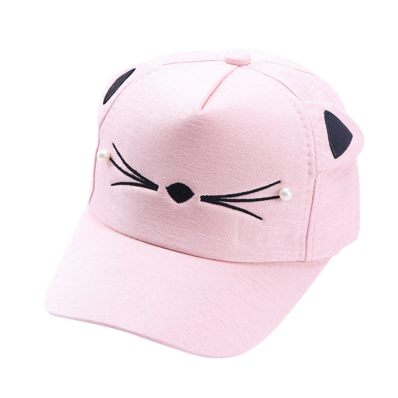 Cartoon Cat Embroidered Baseball Cap – Kids & Adult