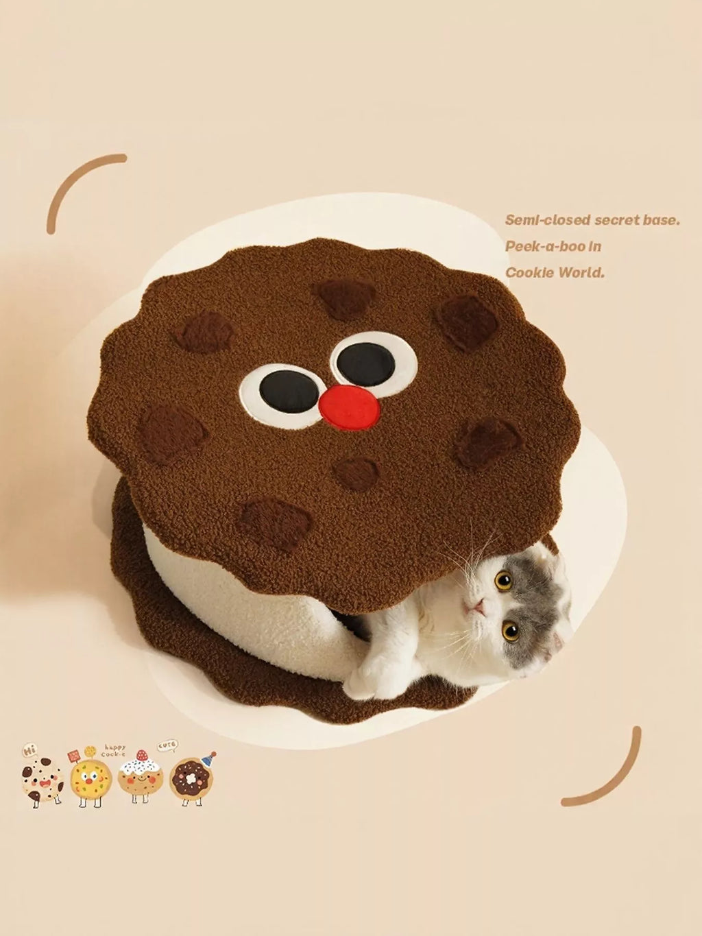 Trendsi biscuit style pet nest with soft, cozy fabric and rounded shape, ideal for small pets to rest comfortably.