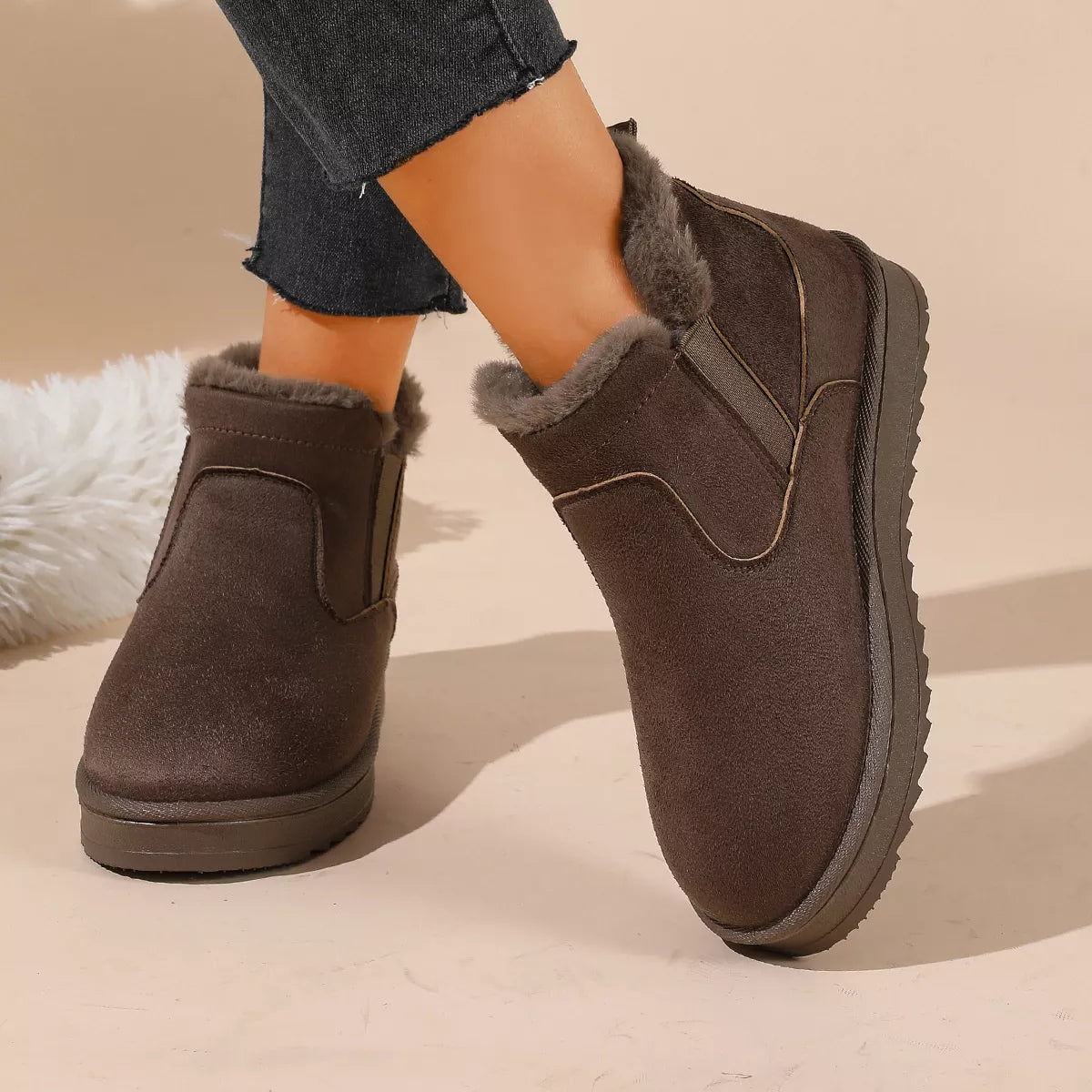 Plush lined flat winter ankle boots, view 16