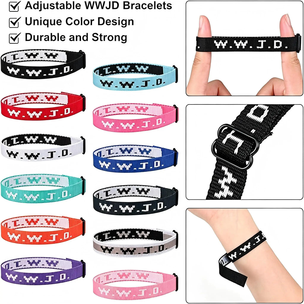 WWJD Nylon Bracelet Pack – 10 or 20 Pieces