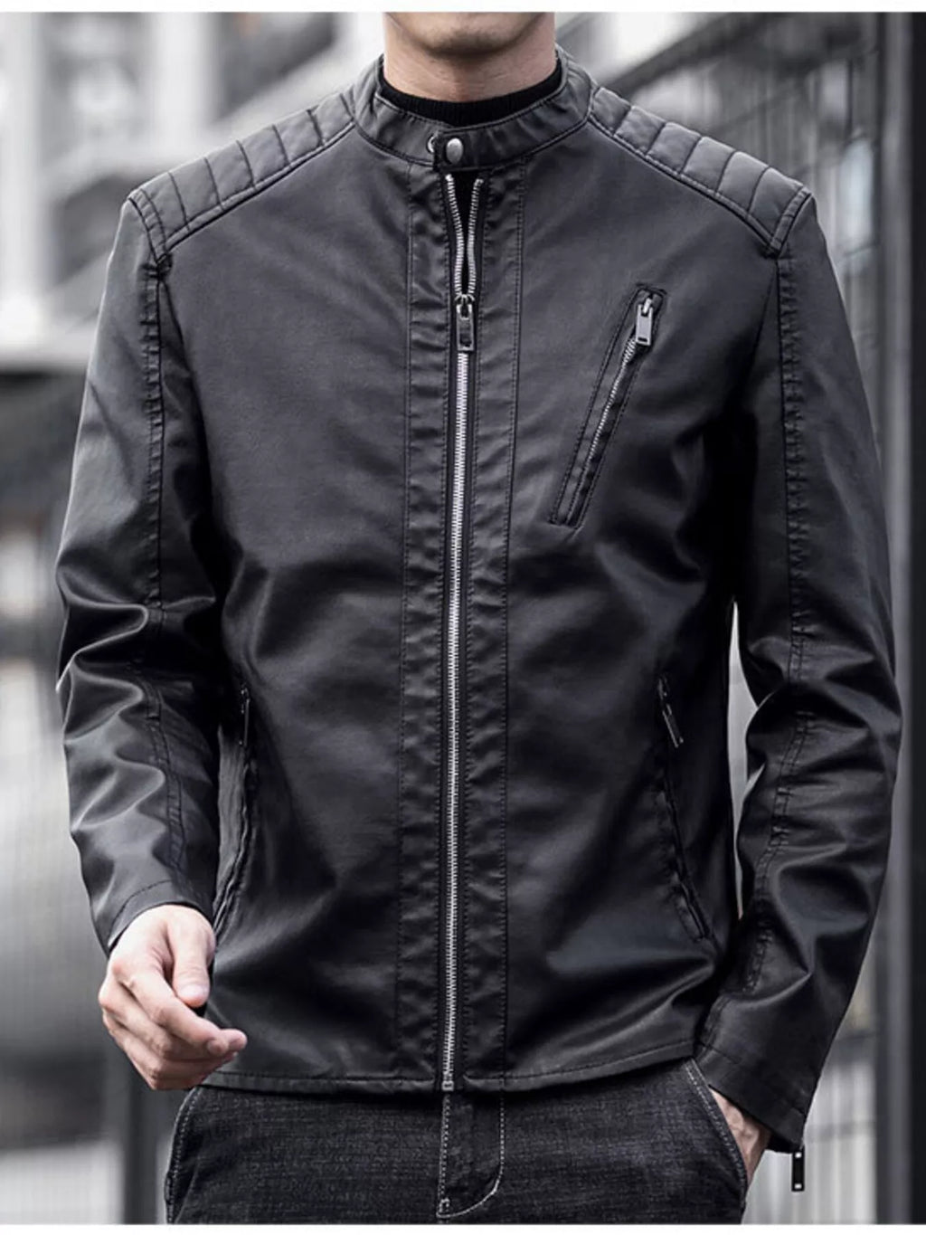 Men's plus size zip-up long sleeve jacket
