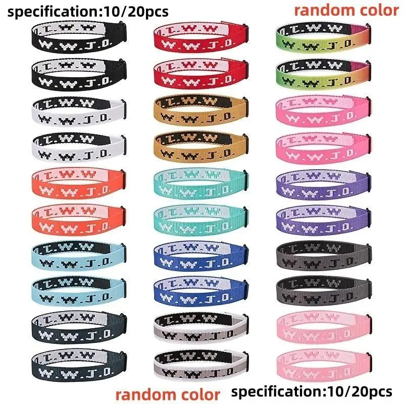 WWJD Nylon Bracelet Pack – 10 or 20 Pieces