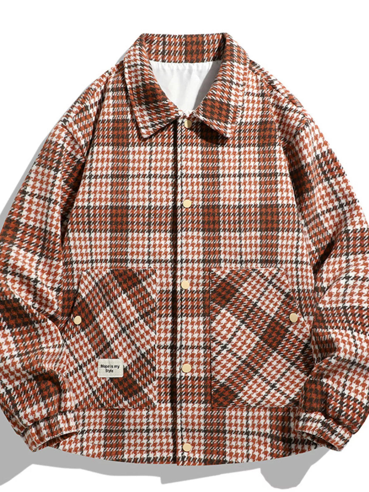 Men's plus size houndstooth button-up jacket, view 3