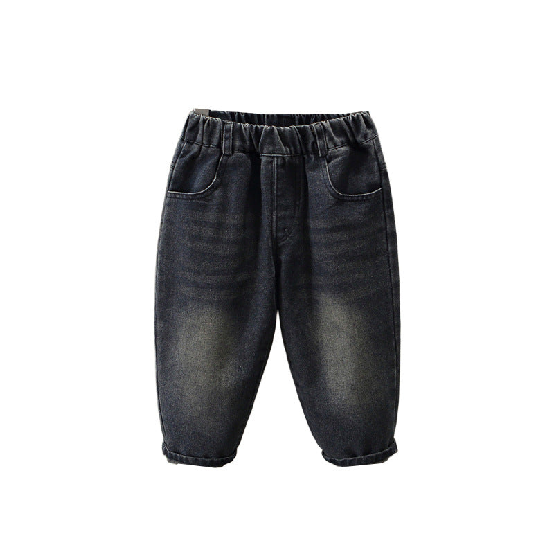 Boys' Dark Blue Straight-Leg Denim Pants