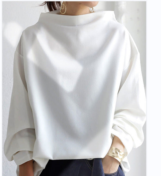 Women's Loose Mock-Neck Long-Sleeve Top
