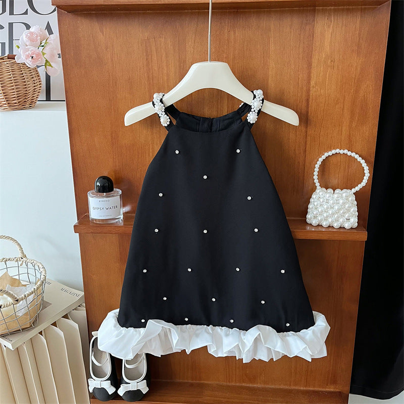 Children's Summer Dress Fashion Princess Sleeveless Black Dress for Girls