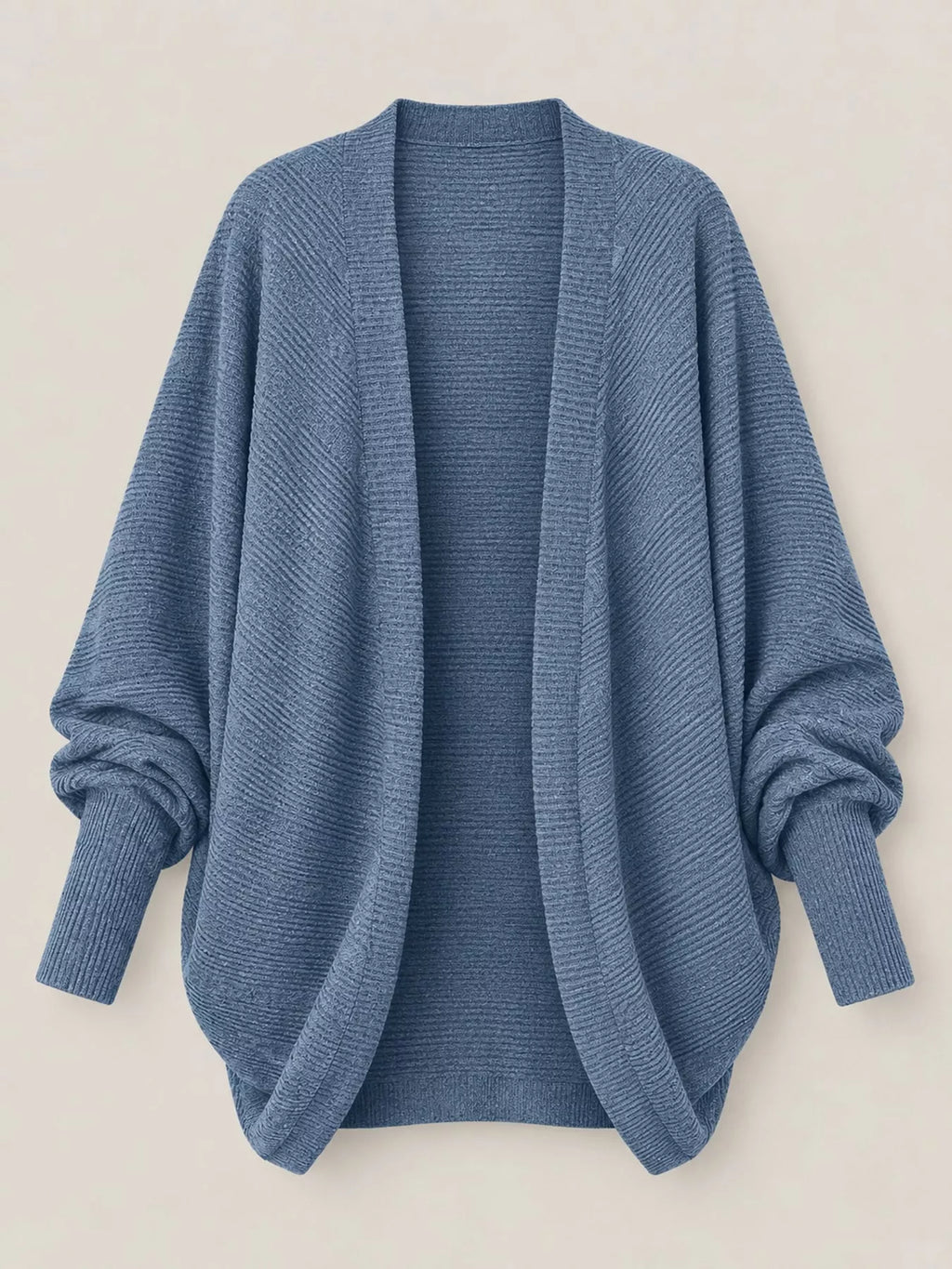 Open-front ribbed batwing sleeve cardigan, view 20