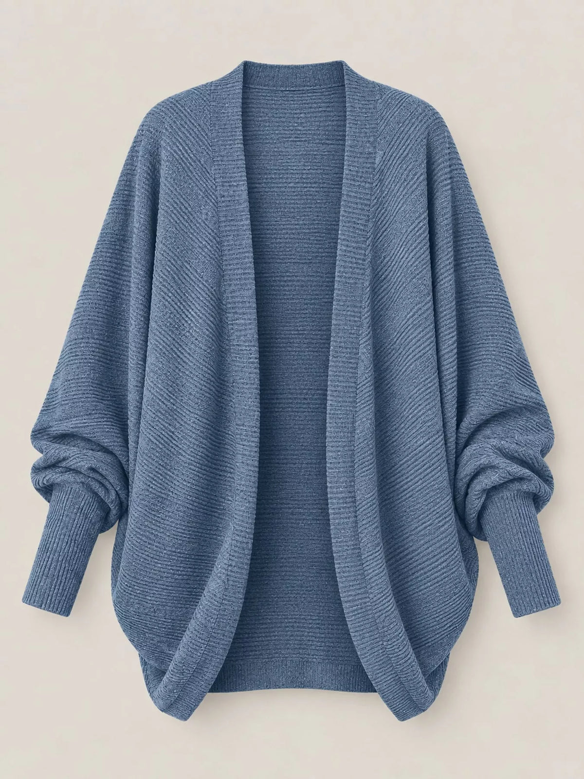 Open-front ribbed batwing sleeve cardigan, view 20