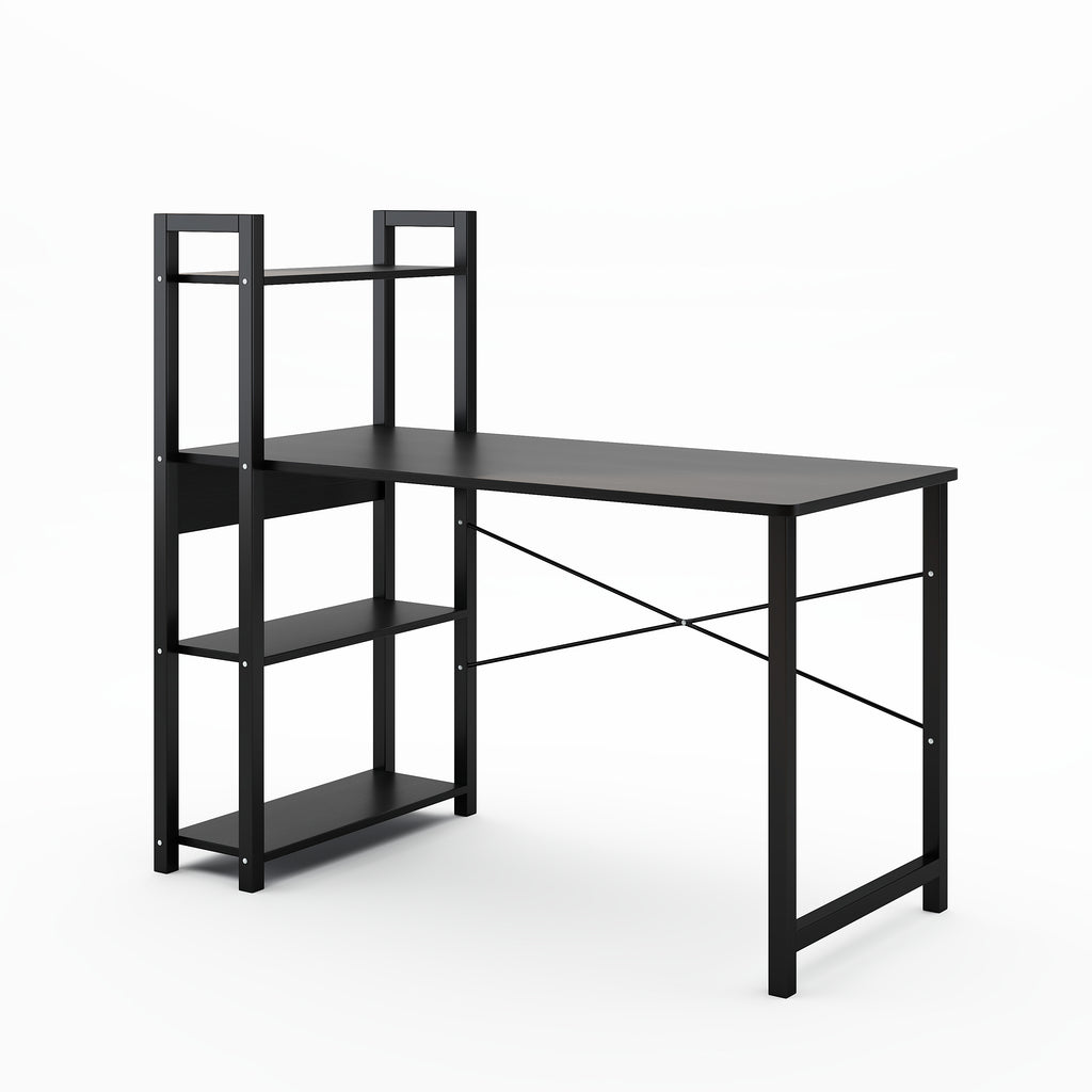 47.3" Computer Desk with 4-Tier Storage Shelves – Black