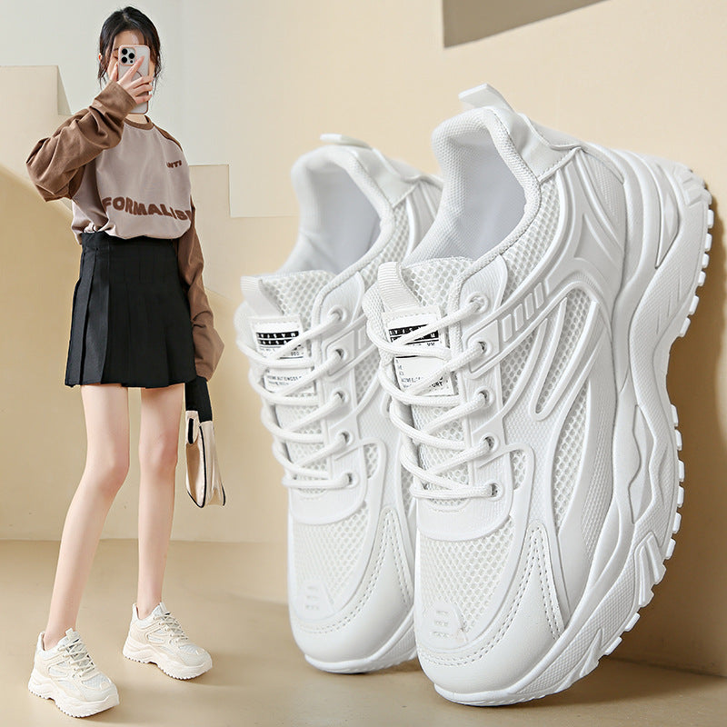 Dad's shoes, women's casual sports shoes, comfortable running, easy to wear white shoes
