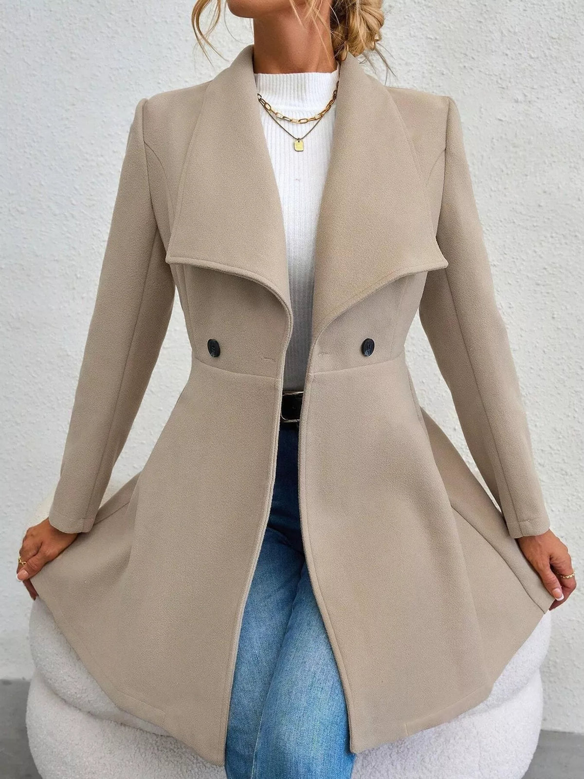 Double-breasted slim fit coat, view 4