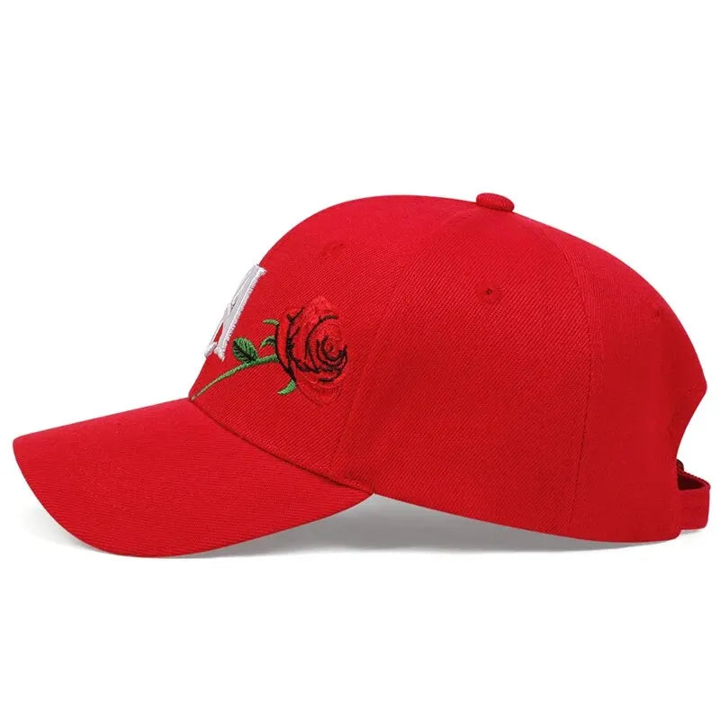 Unisex LA Rose Embroidered Baseball Cap