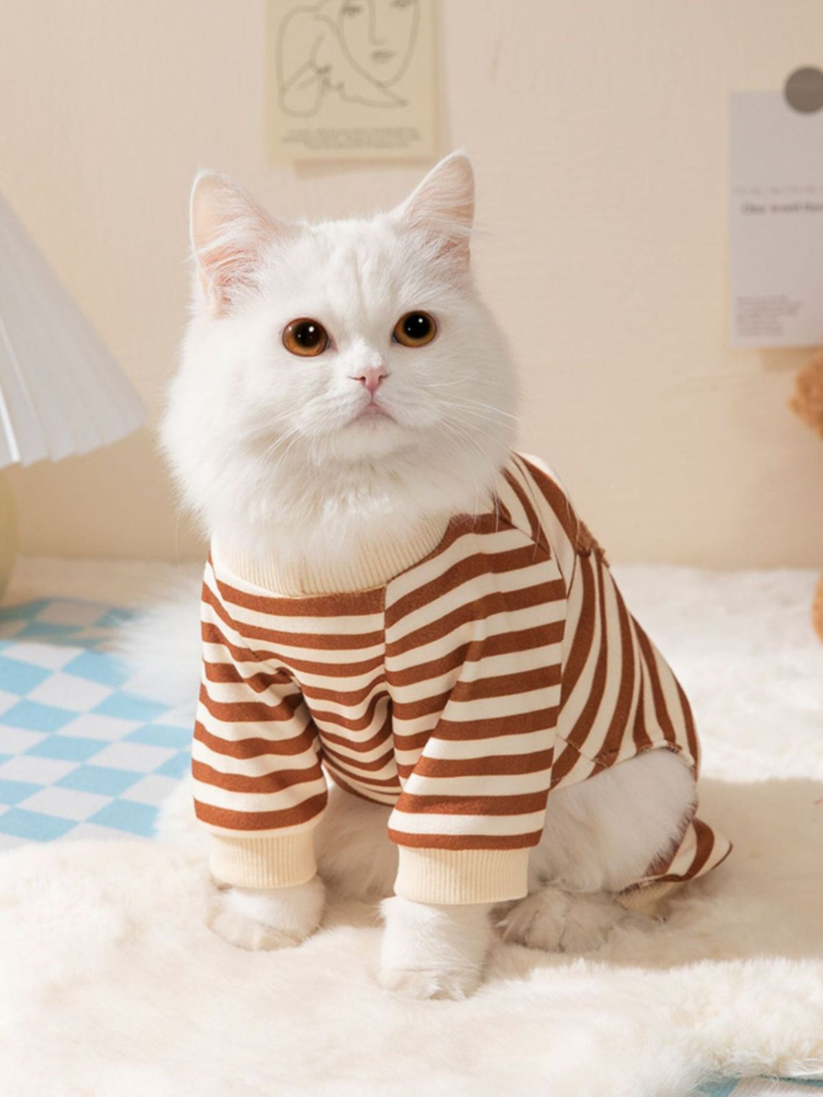 Printed pet jumpsuit by Trendsi featuring colorful fabric and comfortable fit, ideal for small dogs or cats.