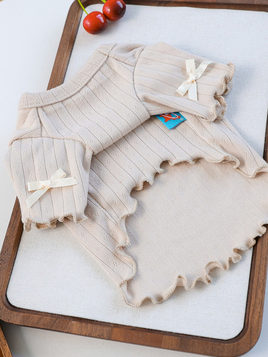 Sweet Bear Patch ribbed pet top by Trendsi featuring a cute bear patch, soft ribbed fabric, perfect for stylish pets.
