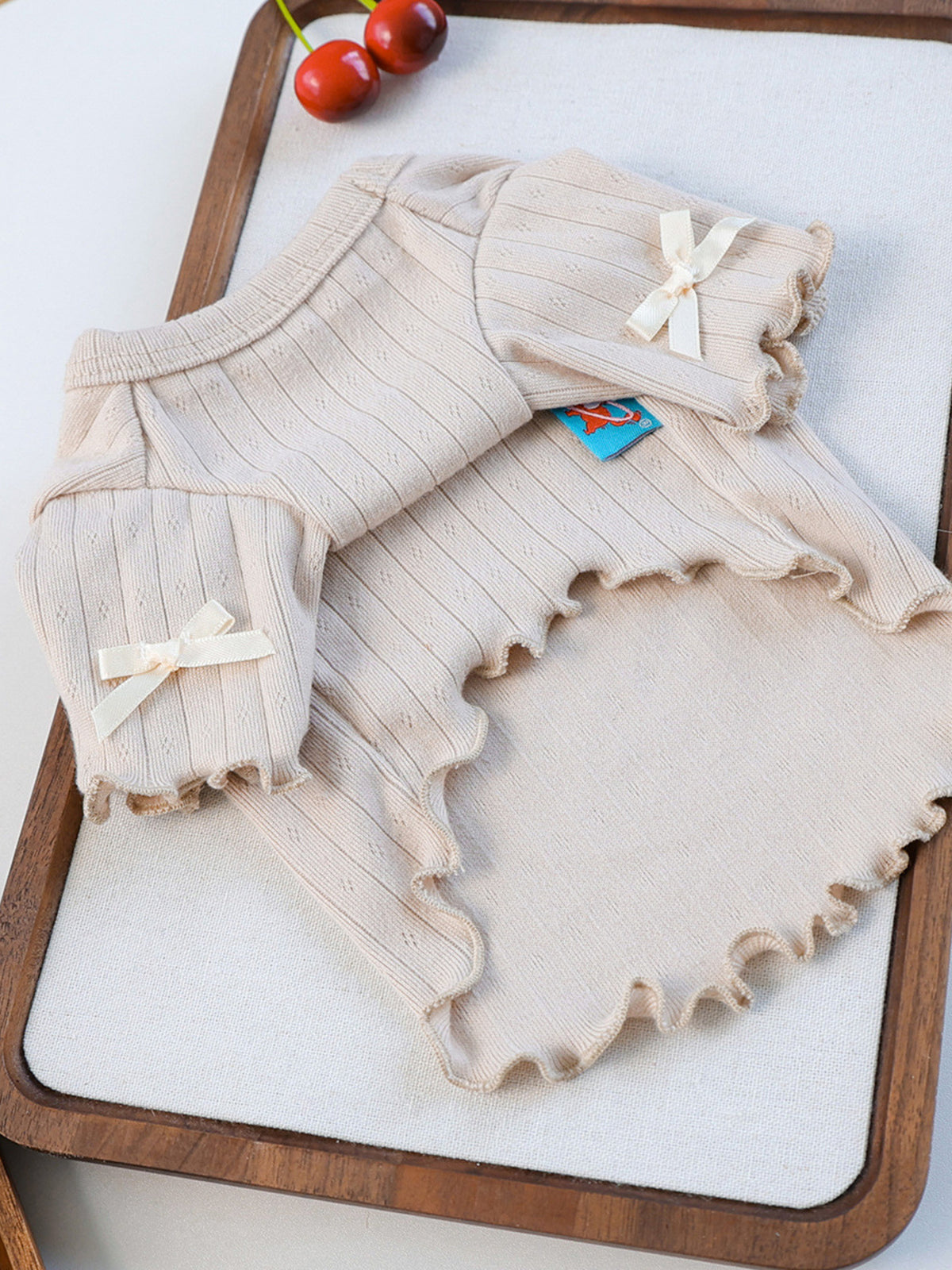 Sweet Bear Patch ribbed pet top by Trendsi featuring a cute bear patch, soft ribbed fabric, perfect for stylish pets.