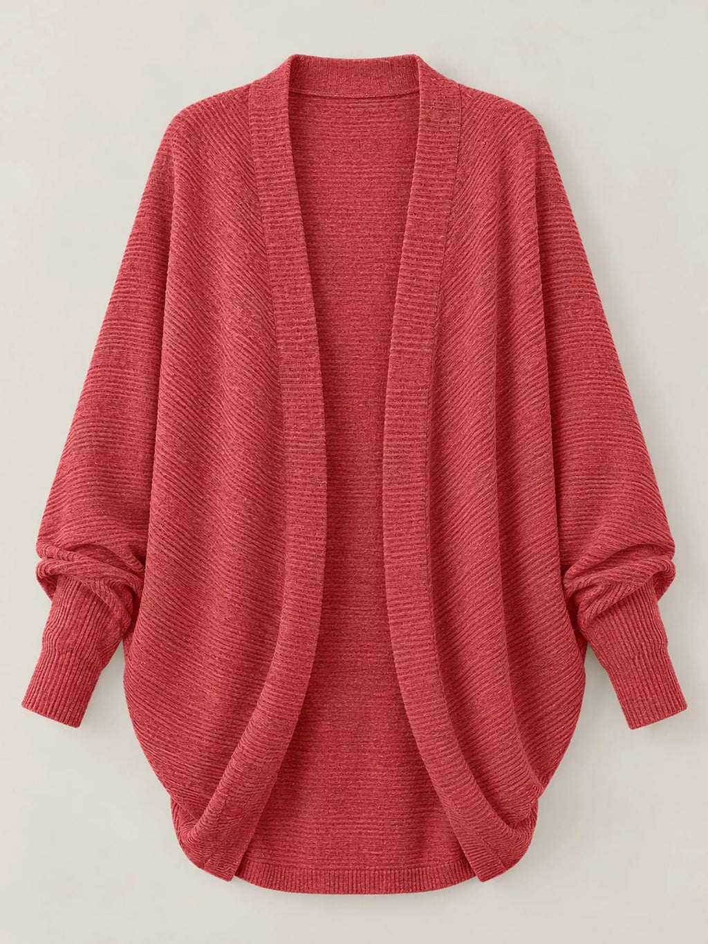 Open-front ribbed batwing sleeve cardigan, view 46