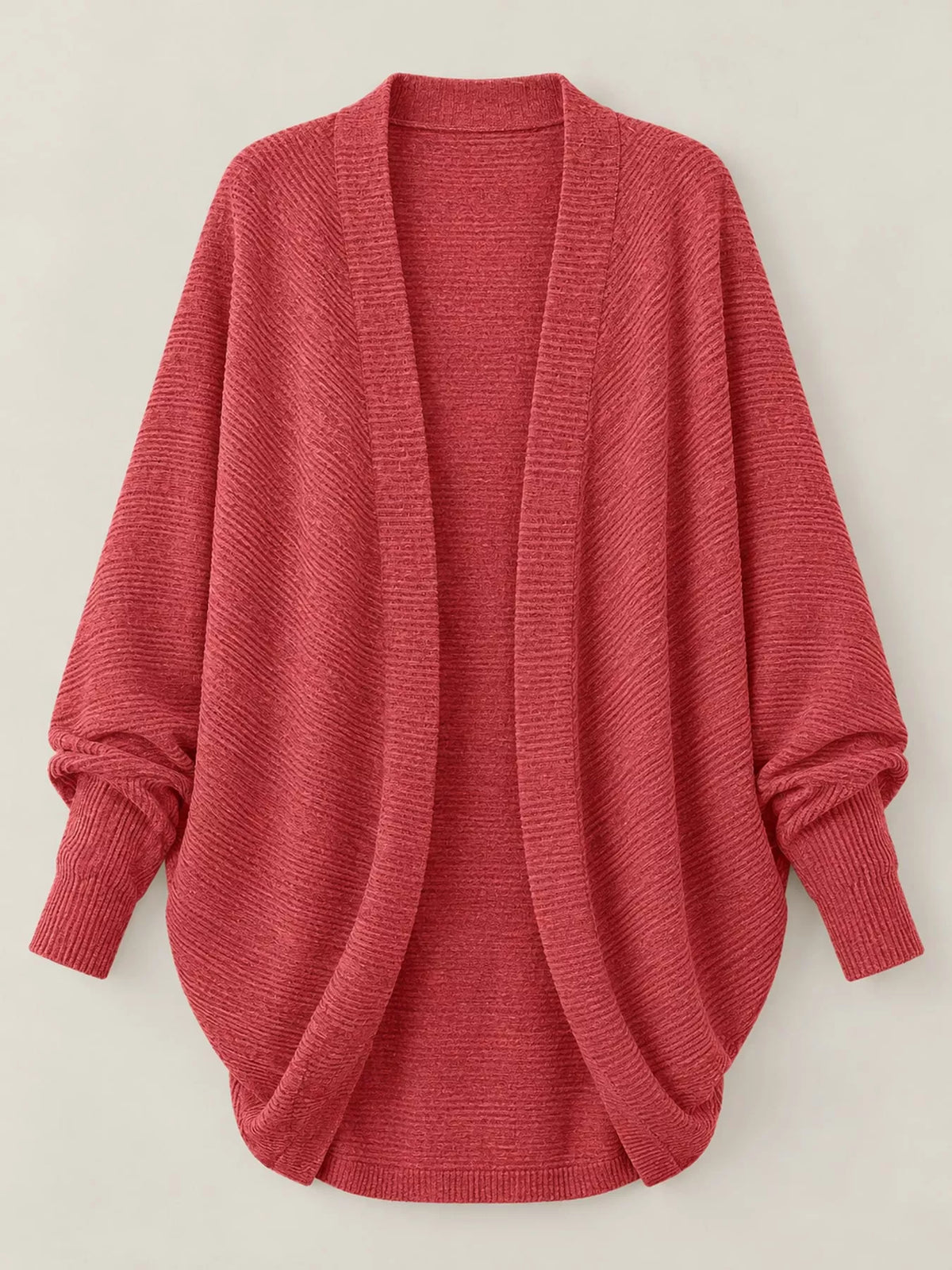 Open-front ribbed batwing sleeve cardigan, view 46