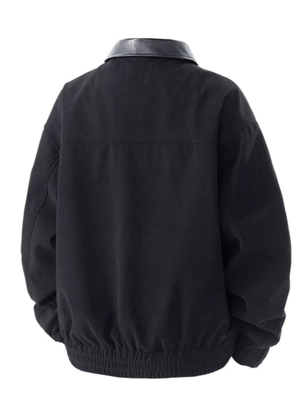 Men's plus size zip-up corduroy jacket with faux leather collar, view 5