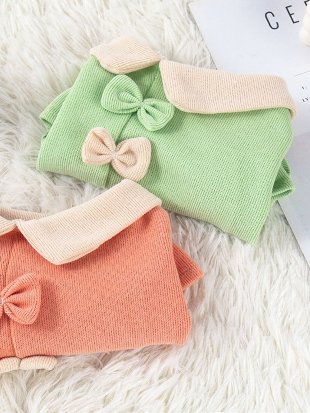Trendsi Bow Decor Pet Top featuring a stylish bow design, made for pets, with a comfortable fit and decorative appearance.