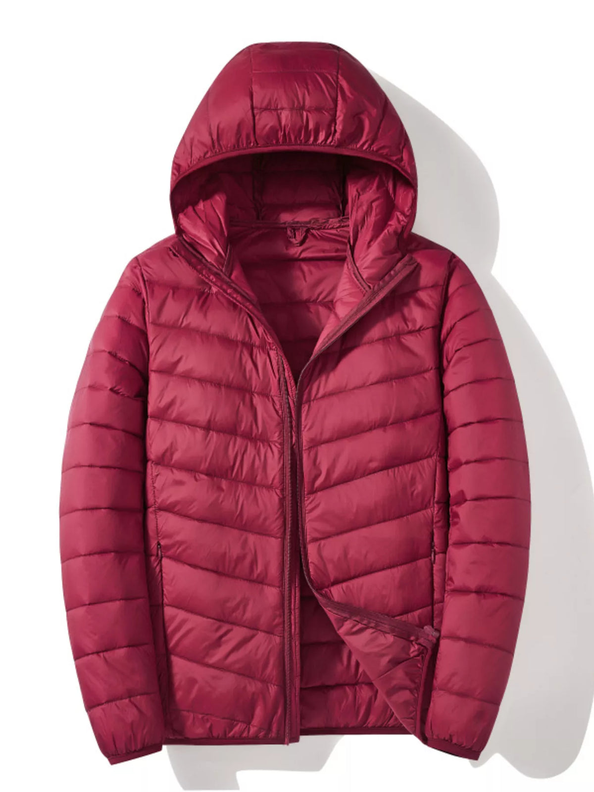 Men's plus size lightweight zip-up puffer jacket, view 3