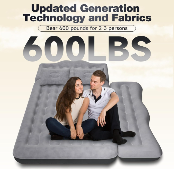 Inflatable Rear-Seat Car Camping Mattress – Dark Gray