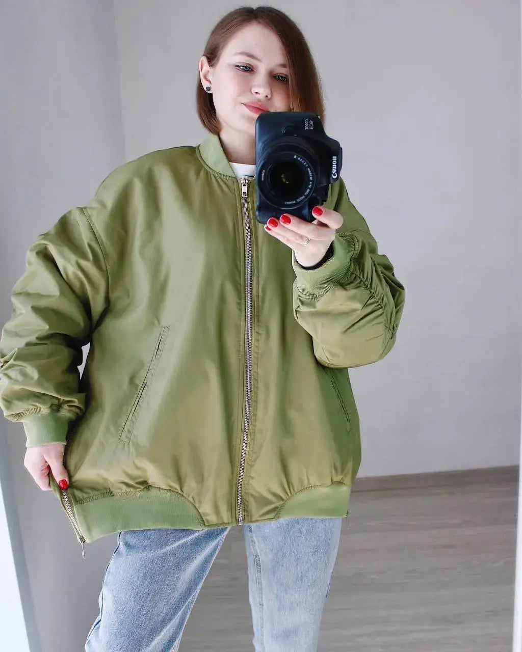 Spring Autumn Women's O-Neck Loose Bomber Jacket Women New Oblique Pocket Zipper Jacket Coat Female Casual All-match Jackets